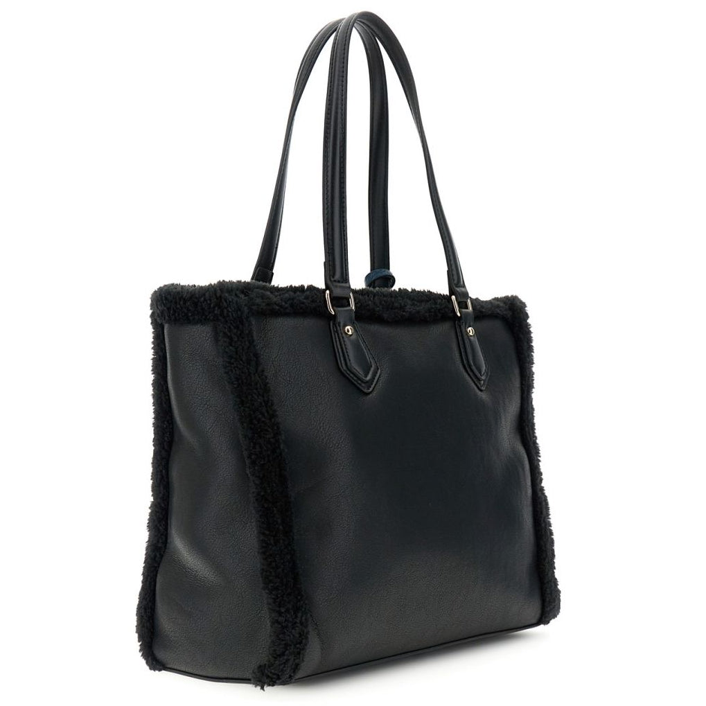 Borsa Tote CafèNoir donna effetto shearling nero