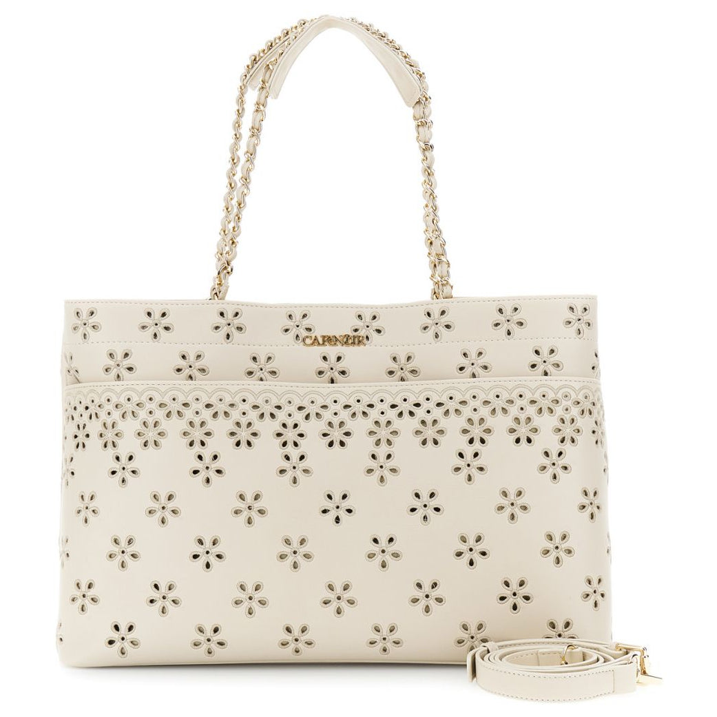 Medium bag CafèNoir beige flowers