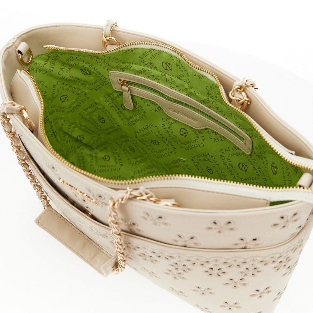 Medium bag CafèNoir beige flowers