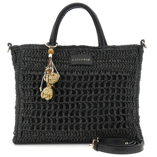 Borsa media Cafènoir donna rafia nero