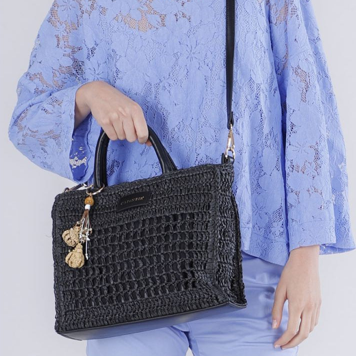 Medium bag CafèNoir woman raffia black