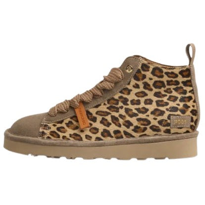 Sneakers Panchic woman calf hair leather suede leopard