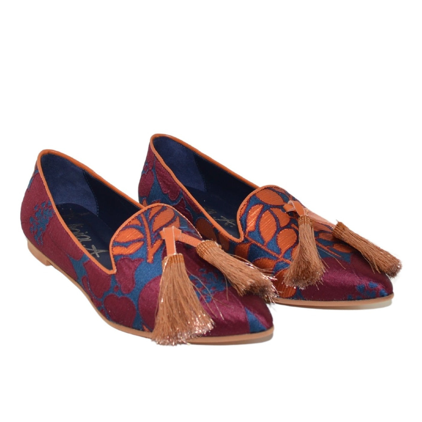 Loafer woman orange pattern colored fabric
