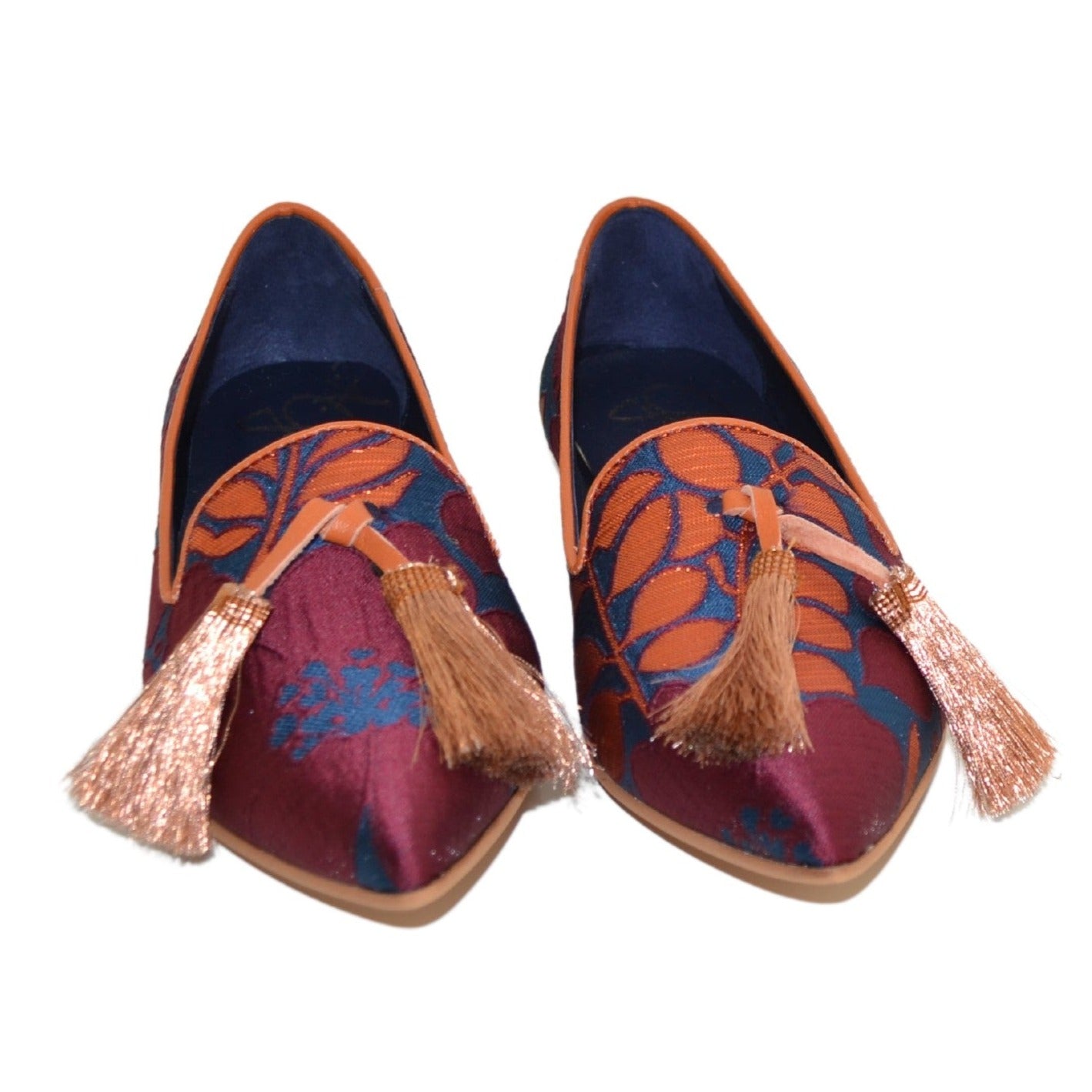 Loafer woman orange pattern colored fabric