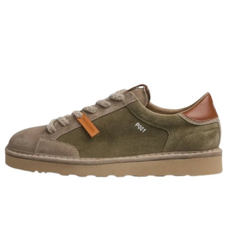 Sneakers Panchic man military green and beige suede leather