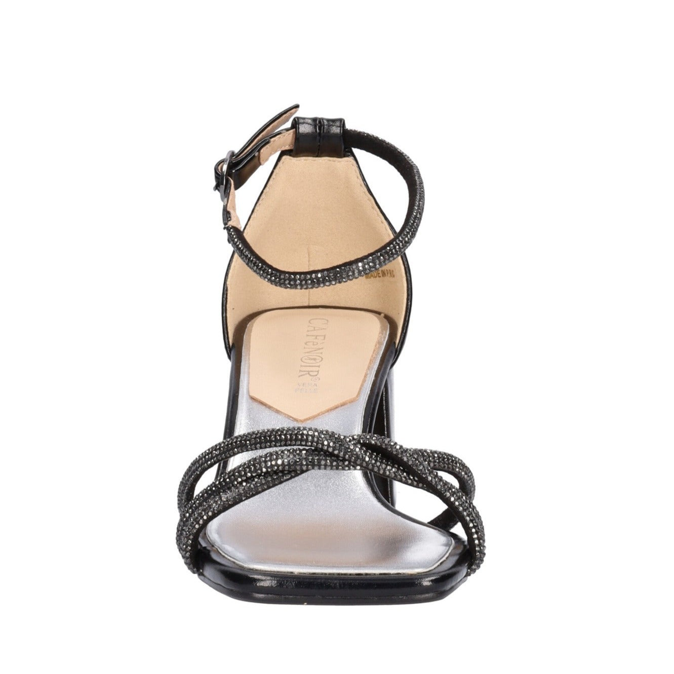 Sandali CafèNoir donna pelle nero strass